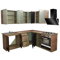 Bucatarie de Colt NIKA TAFLA LAKIER WENGE 220-200, FRONT MDF FURNIRUIT LACUIT, OUTLET